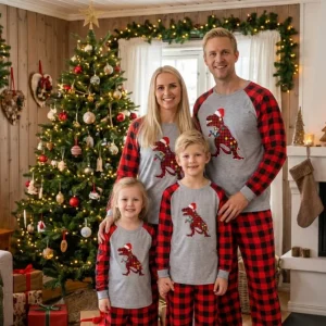 Familiepyjamas i Juleruter – Patchwork Edition