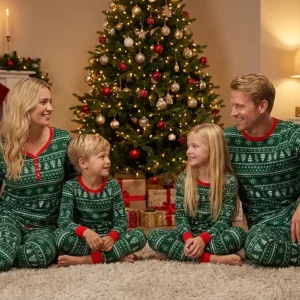 Juleprint Foreldre-barn-Grønn Sett